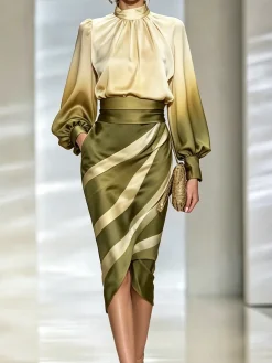 Elegant Geometric Midi Skirt
