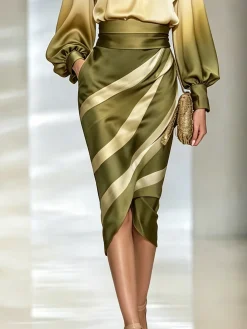 Elegant Geometric Midi Skirt