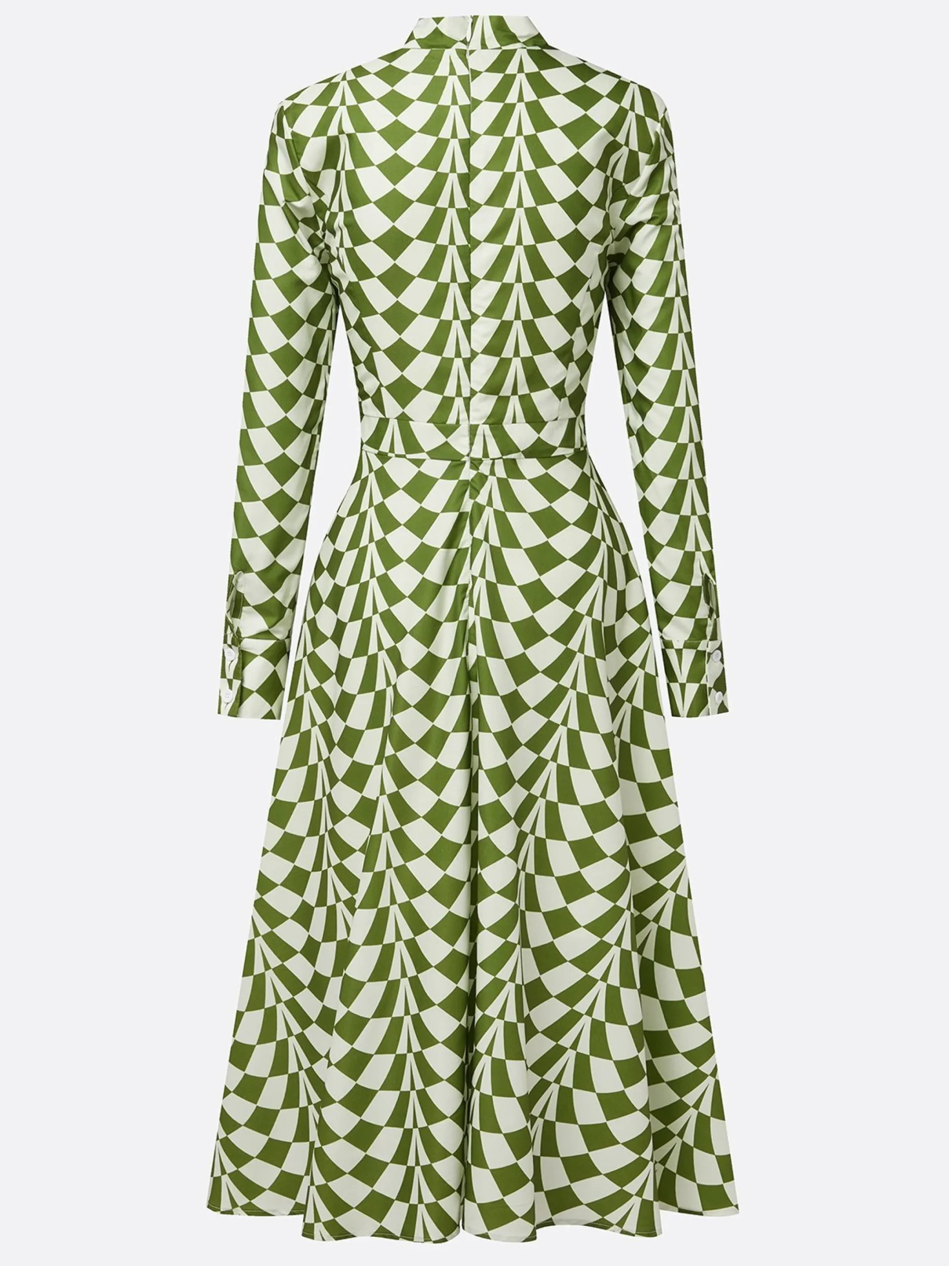 Elegant Geometric Mock Neck Midi Dress