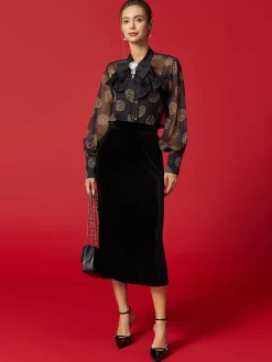 Elegant Geometric Printing Stand Collar Shirt