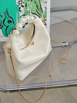 Elegant Imitation Pearl Handbag Thin Chain Strap Crossbody Bag