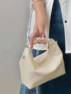 Elegant Imitation Pearl Handbag Thin Chain Strap Crossbody Bag