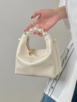 Elegant Imitation Pearl Handbag Thin Chain Strap Crossbody Bag