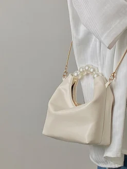 Elegant Imitation Pearl Handbag Thin Chain Strap Crossbody Bag
