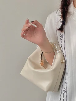 Elegant Imitation Pearl Handbag Thin Chain Strap Crossbody Bag