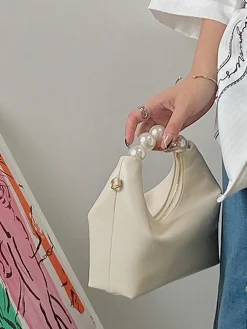 Elegant Imitation Pearl Handbag Thin Chain Strap Crossbody Bag