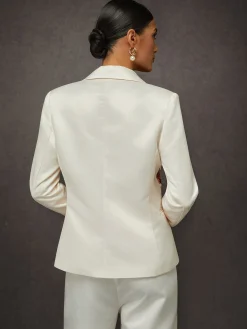 Elegant Luxury Satin Floral Statement Blazer