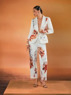 Elegant Luxury Satin Floral Statement Blazer