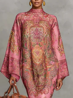 Elegant Paisley Print Relaxed Midi Dress