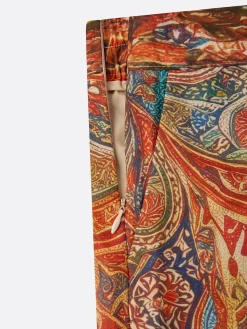 Elegant Paisley Wide Leg Pants H-Line Natural Vacation Trousers