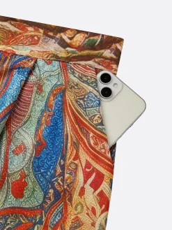 Elegant Paisley Wide Leg Pants H-Line Natural Vacation Trousers
