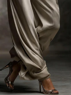 Elegant Plain Bloomers Pants No Belt