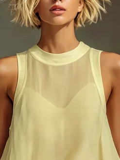 Elegant Plain Blouse No Inner Vest