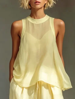 Elegant Plain Blouse No Inner Vest