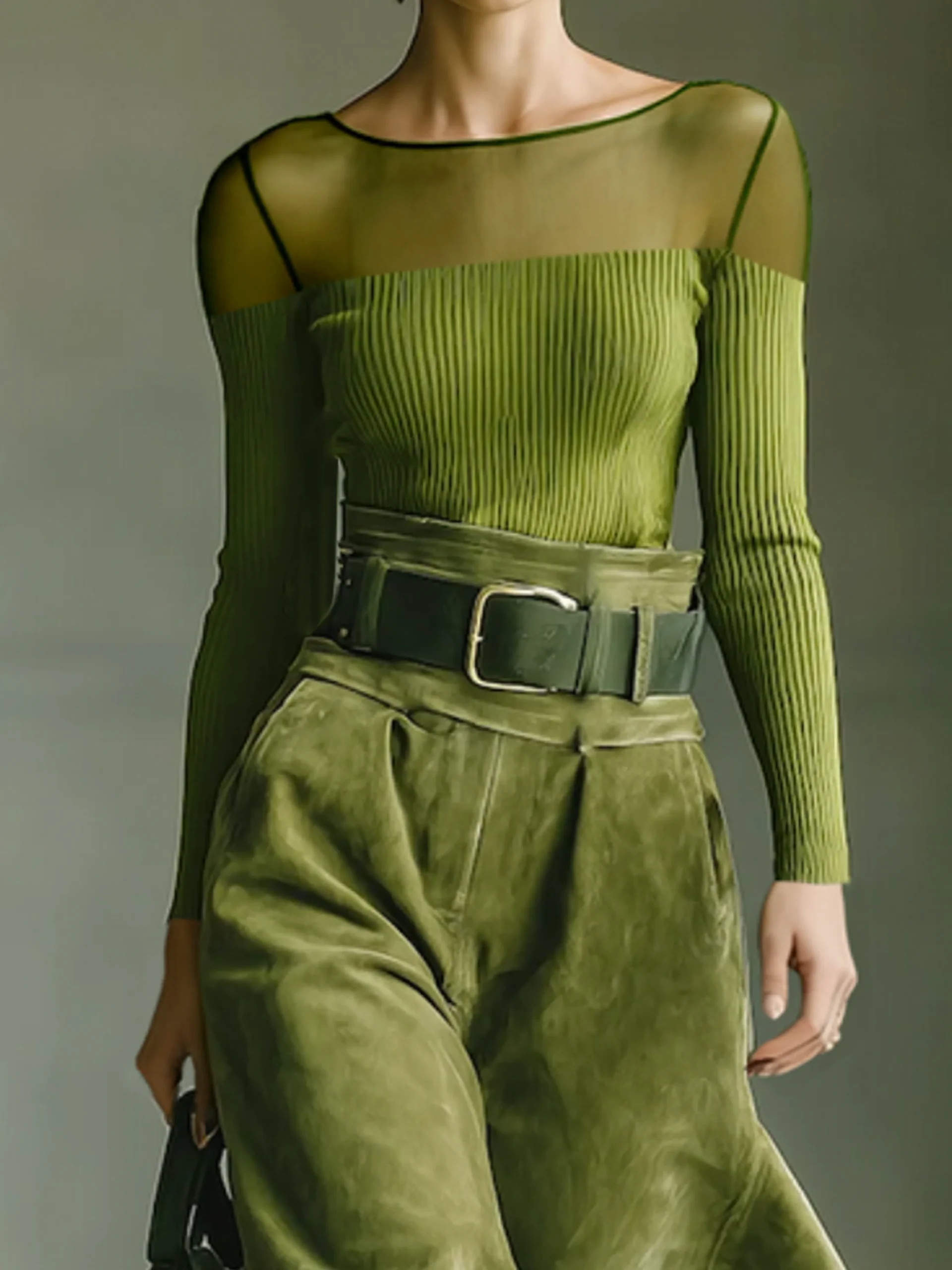 Elegant Plain Crew Neck Blouse