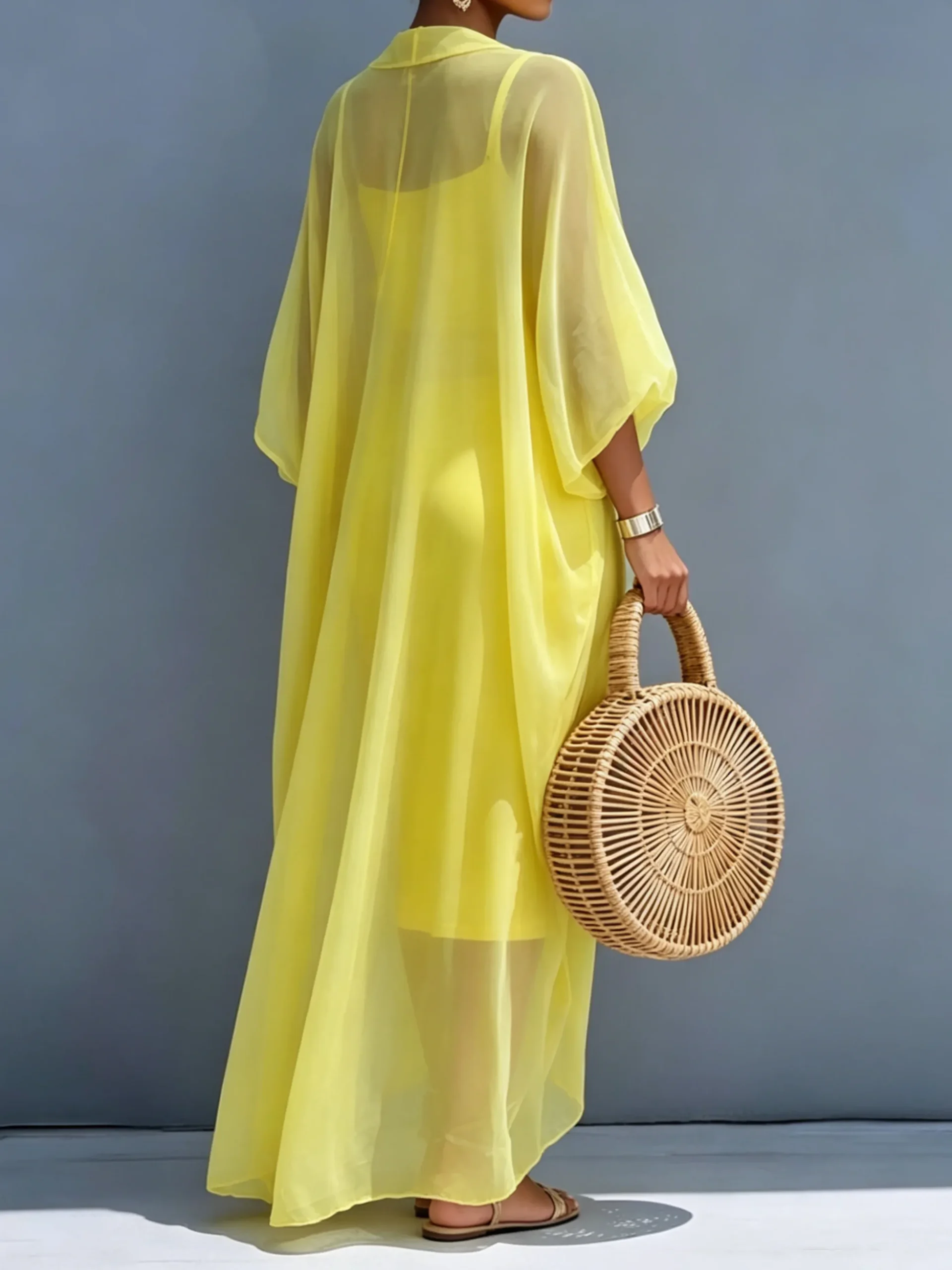 Elegant Plain 3D Floral V Neck Maxi Dress