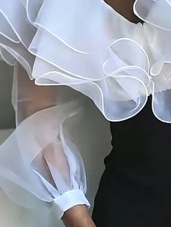 Elegant Plain Folds V Neck Blouse