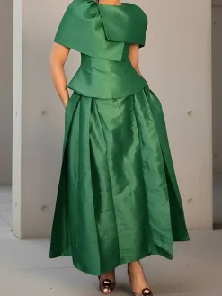 Elegant Plain Irregular Craftsmanship Crew Neck Blouse
