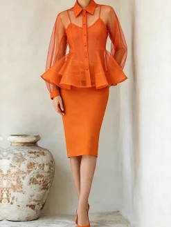 Elegant Plain Knee Length Skirt