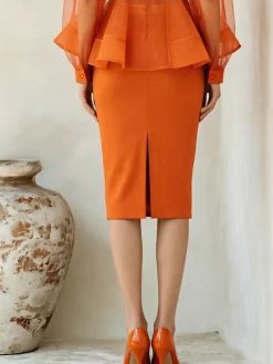Elegant Plain Knee Length Skirt