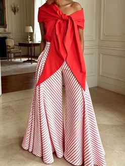 Elegant Plain Knot Front Asymmetrical Blouse