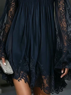 Elegant Plain Lace Spaghetti Mini Dress
