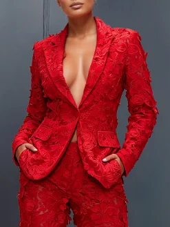 Elegant Plain Lapel Collar Blazer