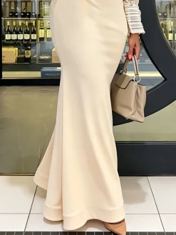 Elegant Plain Maxi Overalls Skirt
