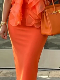 Elegant Plain Midi Skirt