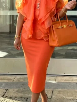 Elegant Plain Midi Skirt
