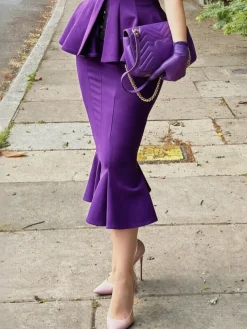 Elegant Plain Midi Skirt