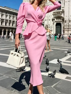 Elegant Plain Midi Skirt