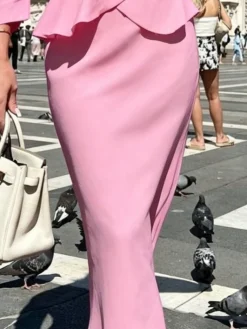 Elegant Plain Midi Skirt
