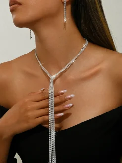 Elegant Plain Necklace And Earring Set