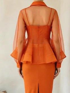 Elegant Plain Shirt Collar Shirt