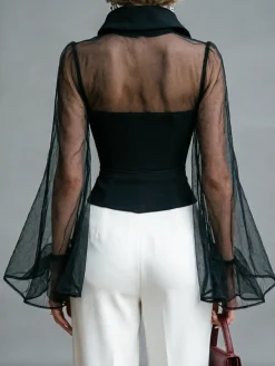 Elegant Plain Shirt Collar Shirt
