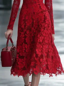 Elegant Plain Stand Collar Midi Dress