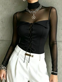 Elegant Plain Stand Collar T-shirt