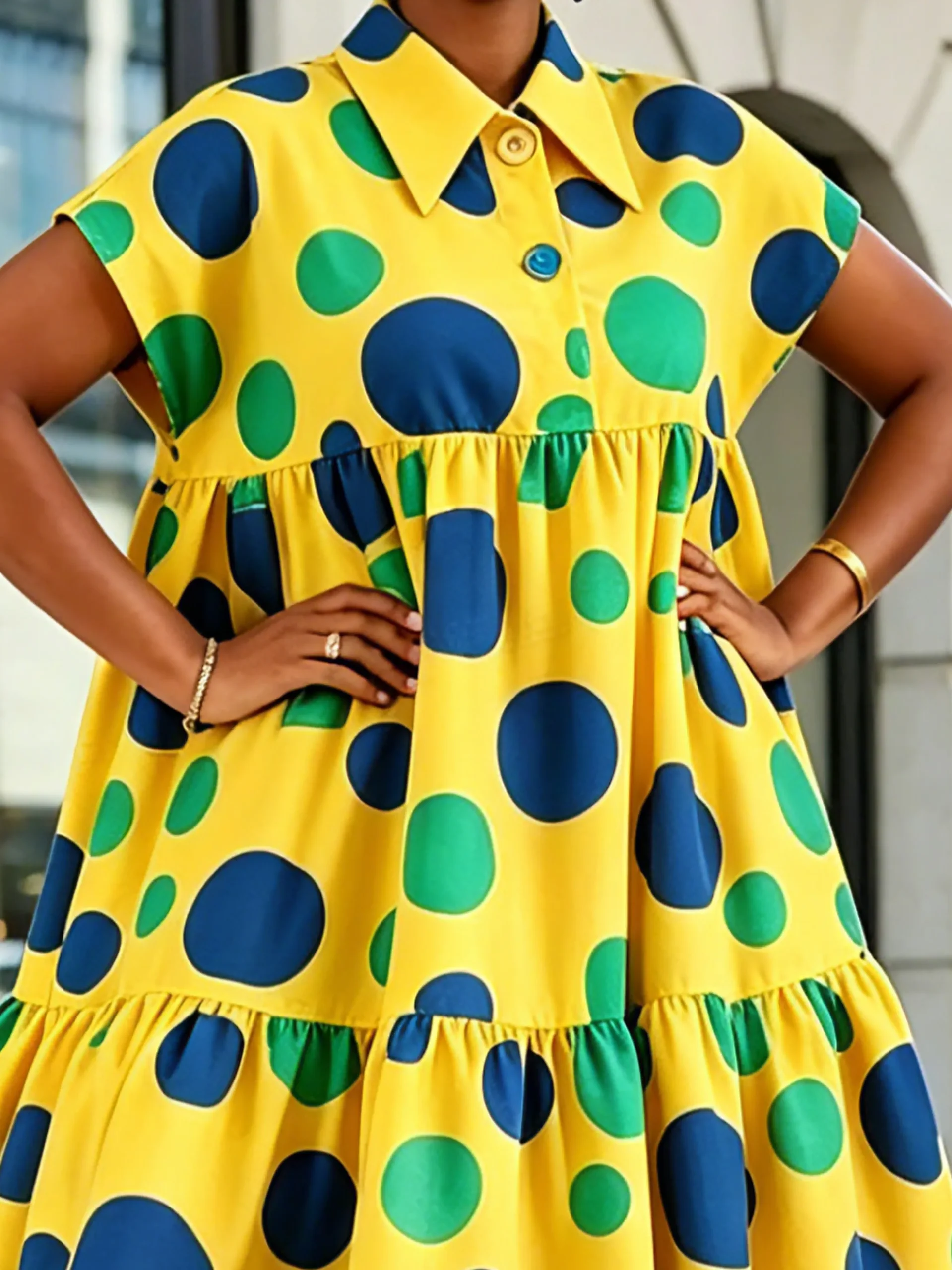 Elegant Polka Dots Printing Midi Dress