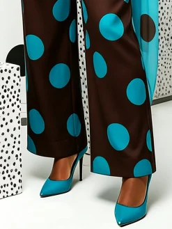 Elegant Polka Dots Printing Straight Pants