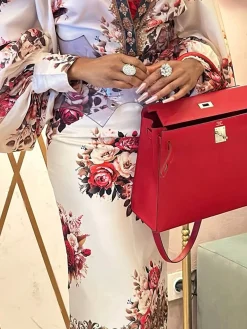 Elegant Printing Floral Midi Skirt No Belt