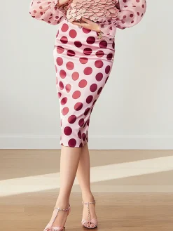 Elegant Printing Polka Dots Midi Skirt