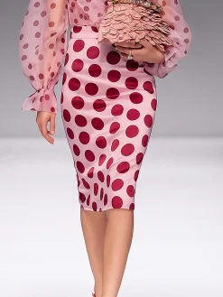 Elegant Printing Polka Dots Midi Skirt