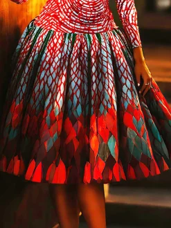Elegant Printing Random Print Midi Skirt