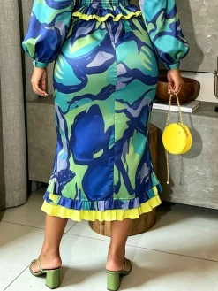 Elegant Printing Random Print Midi Skirt