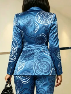 Elegant Printing Random Print Lapel Collar Blazer