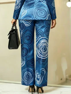 Elegant Random Print Printing Straight Pants