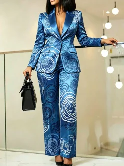 Elegant Random Print Printing Straight Pants