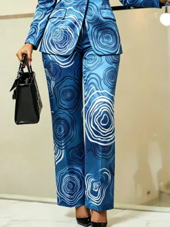 Elegant Random Print Printing Straight Pants