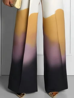Elegant Random Print Printing Wide Leg Pants